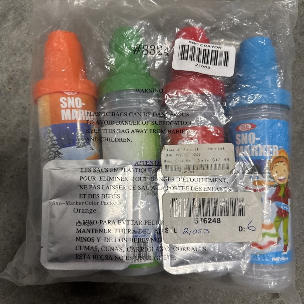 IDEAL Sno-Crayon Marker Art Set. NEW OUTDOOR PLAY‎ SLED SNOWMAN WINTER ACTIVITY